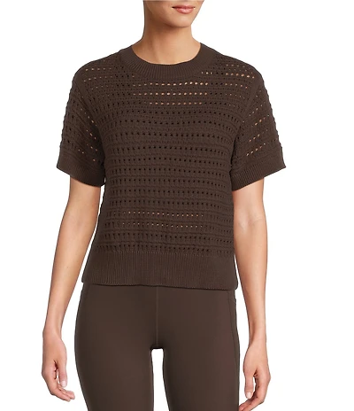 Antonio Melani Active Knit Crew Neck Short Sleeve Pullover