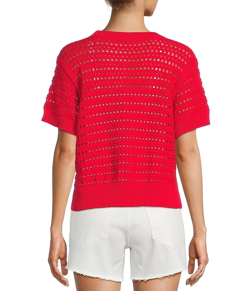 Antonio Melani Active Knit Crew Neck Short Sleeve Pullover
