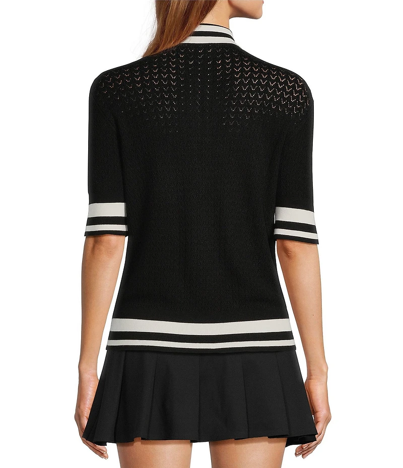 Antonio Melani Active Pointelle Short Sleeve Polo Shirt