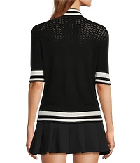 Antonio Melani Active Pointelle Short Sleeve Polo Shirt