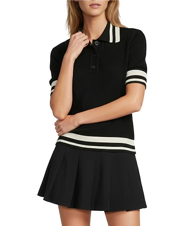 Antonio Melani Active Pointelle Short Sleeve Polo Shirt