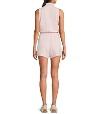 Antonio Melani Active Sleeveless Collared Neckline Romper