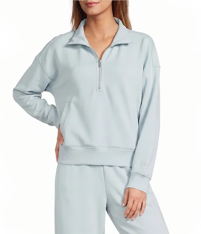 Antonio Melani Active Tencel Stand Collar Quarter Zip Long Sleeve Coordinating Sweatshirt