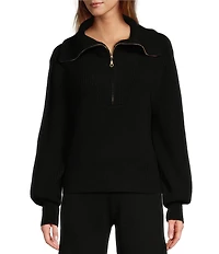 Antonio Melani Active Wool Blend Knit Platter Collar Long Sleeve Quarter Zip Pullover