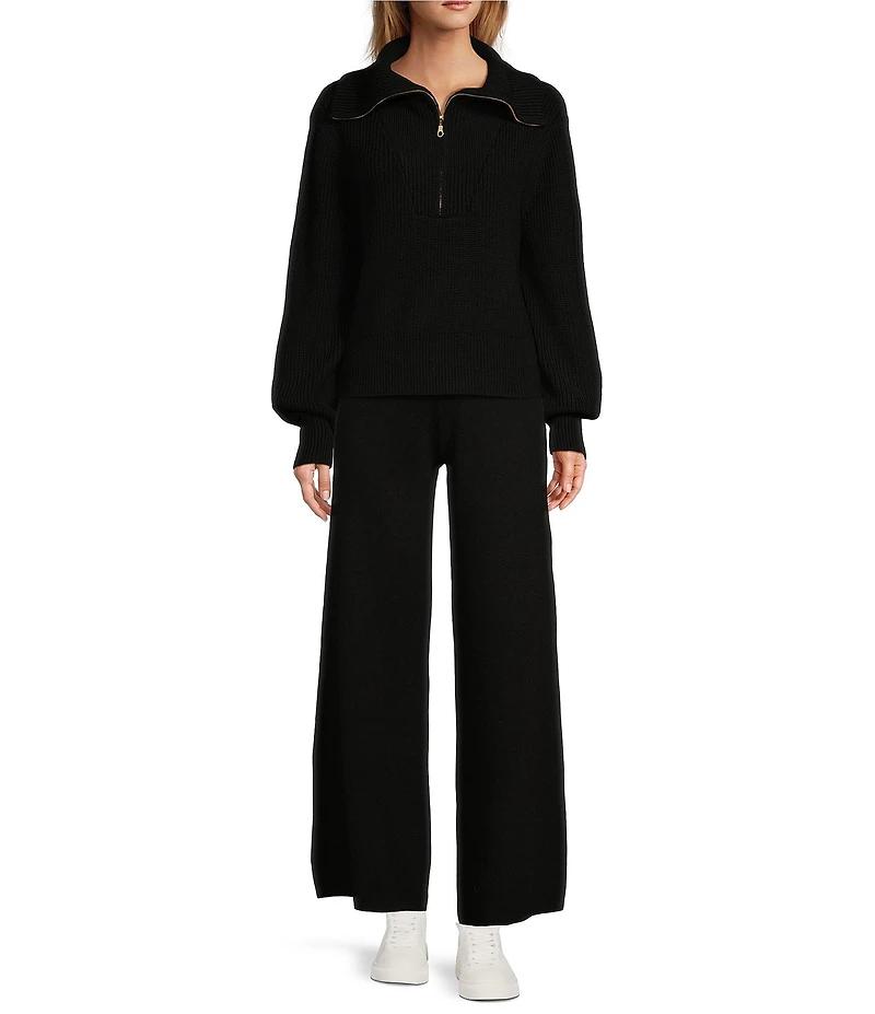 Antonio Melani Active Wool Blend Knit Platter Collar Long Sleeve Quarter Zip Pullover