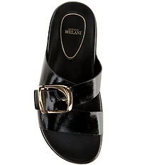 Antonio Melani Adriana Glossy Leather Buckled Flat Sandals
