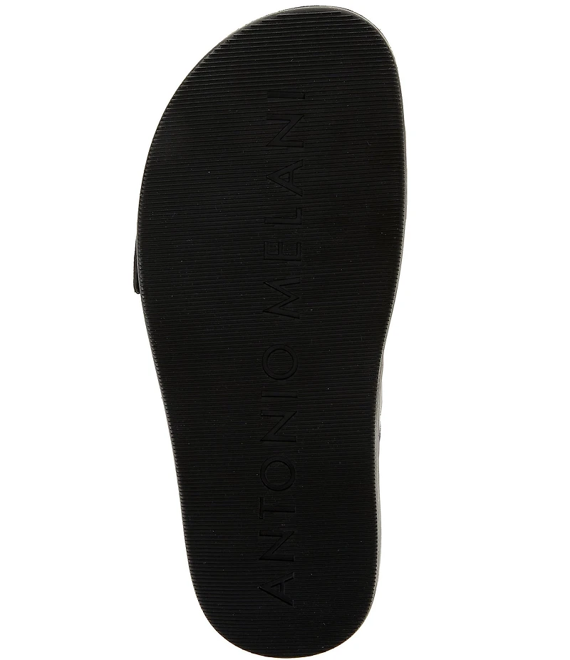 Antonio Melani Adriana Glossy Leather Buckled Flat Sandals