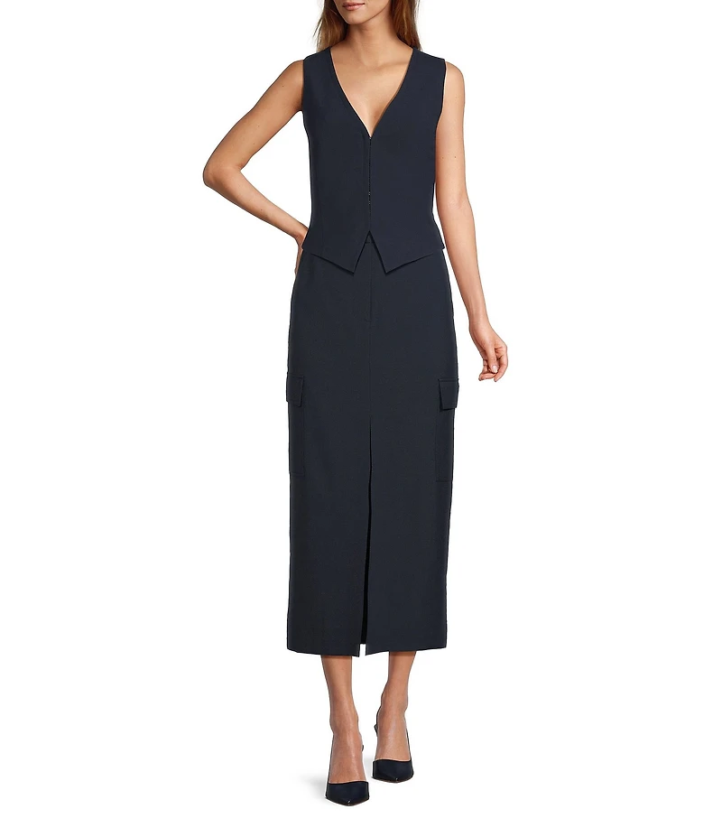 Antonio Melani Adrienne Sleeveless V-Neckline Hook Front Vest