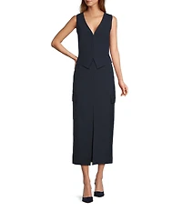 Antonio Melani Adrienne Sleeveless V-Neckline Hook Front Vest