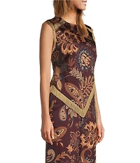 Antonio Melani Alaia Paisley Fringe Crew Neck Sleeveless Blouse