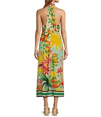 Antonio Melani Alanna Tropical Linen Blend Halter A-Line Dress