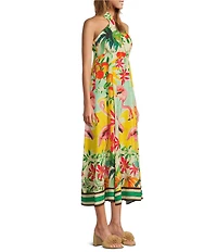 Antonio Melani Alanna Tropical Linen Blend Halter A-Line Dress