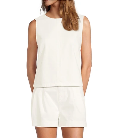 Antonio Melani Alena Denim Round Neck Sleeveless Coordinating Blouse