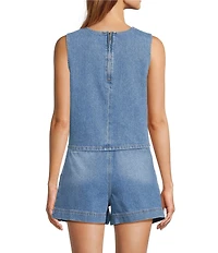 Antonio Melani Alena Denim Round Neck Sleeveless Coordinating Blouse