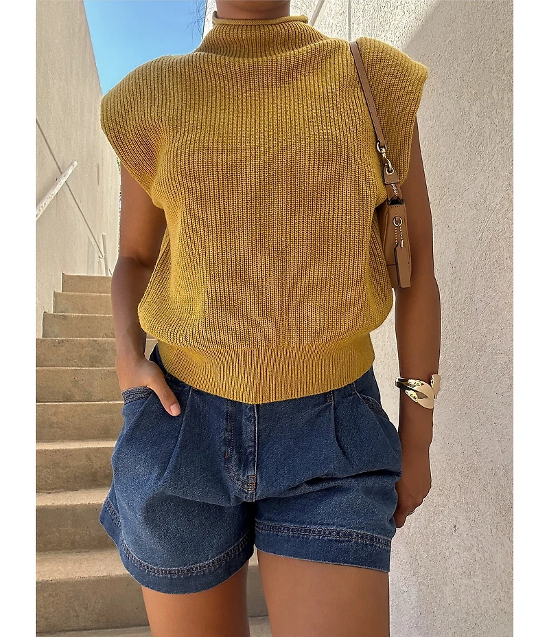 Antonio Melani Alena Denim Round Neck Sleeveless Coordinating Blouse