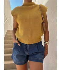 Antonio Melani Alena Denim Round Neck Sleeveless Coordinating Blouse