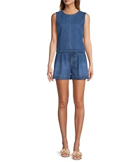 Antonio Melani Alena Denim Round Neck Sleeveless Coordinating Blouse