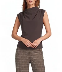 Antonio Melani Alessia Drapey Twill Mock Neck Sleeveless Blouse
