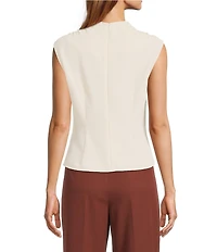 Antonio Melani Alessia Drapey Twill Mock Neck Sleeveless Blouse
