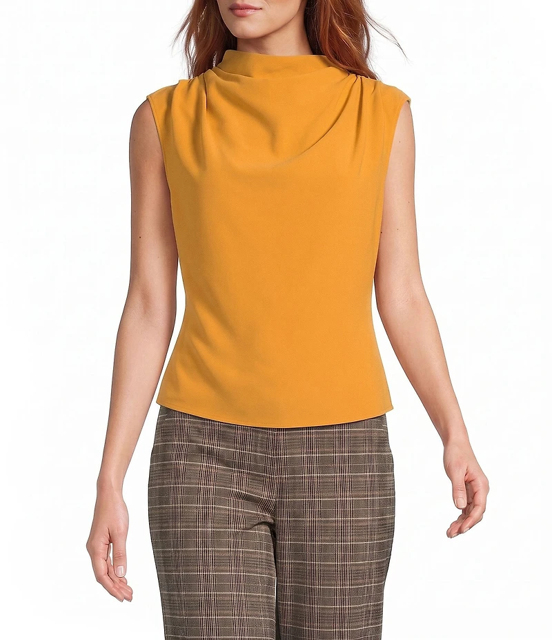 Antonio Melani Alessia Drapey Twill Mock Neck Sleeveless Blouse