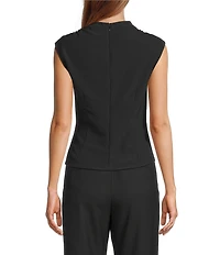Antonio Melani Alessia Drapey Twill Mock Neck Sleeveless Blouse