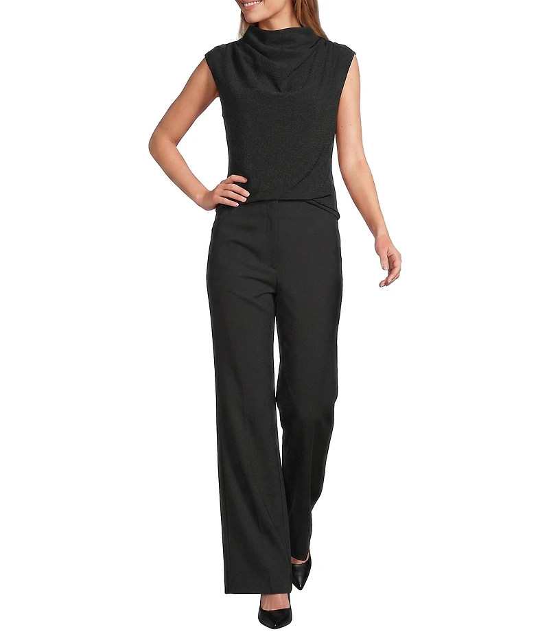 Antonio Melani Alessia Drapey Twill Mock Neck Sleeveless Blouse