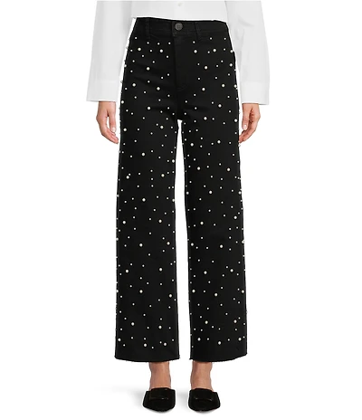 Antonio Melani Alexandra Pearl Wide Leg Crop Denim Jeans