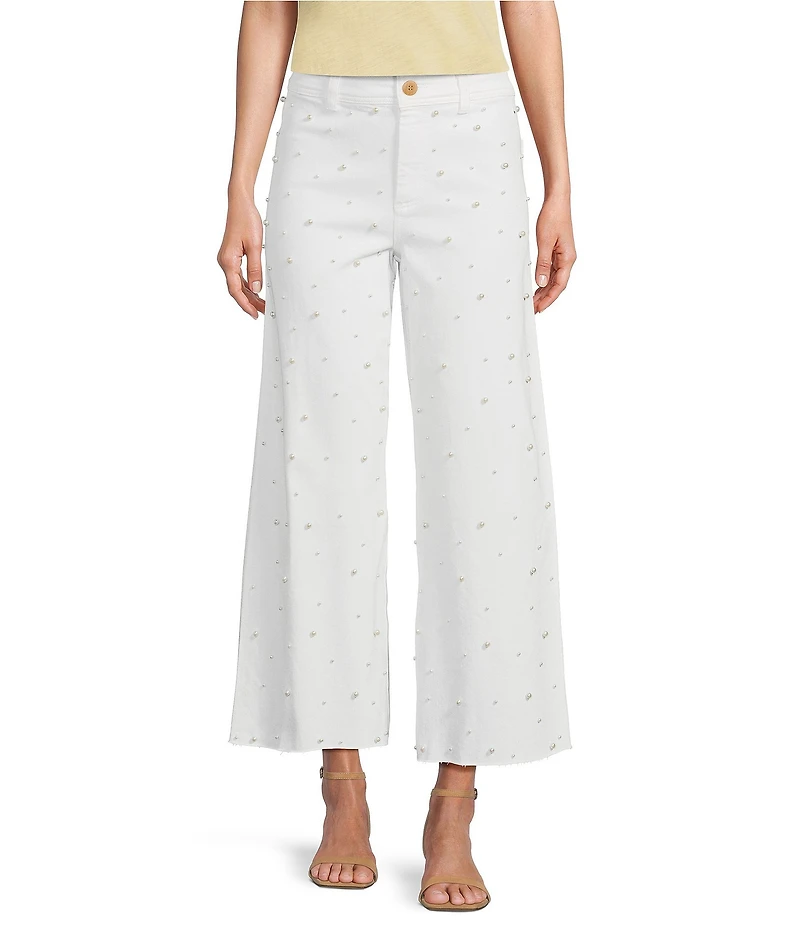 Antonio Melani Alexandra Pearl Wide Leg Crop Denim Jeans
