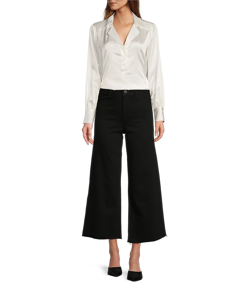 Antonio Melani Alexandra Wide Leg Raw Hem Twill Chino Pants