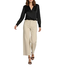 Antonio Melani Alexandra Wide Leg Raw Hem Twill Chino Pants