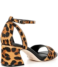 Antonio Melani Alice Leopard Print Haircalf Peep Toe Block Heel Sandals