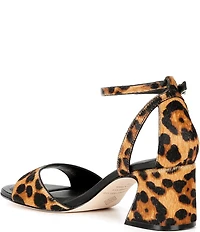 Antonio Melani Alice Leopard Print Haircalf Peep Toe Block Heel Sandals