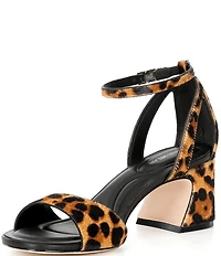 Antonio Melani Alice Leopard Print Haircalf Peep Toe Block Heel Sandals