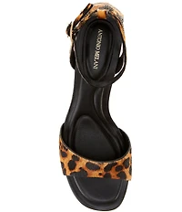 Antonio Melani Alice Leopard Print Haircalf Peep Toe Block Heel Sandals
