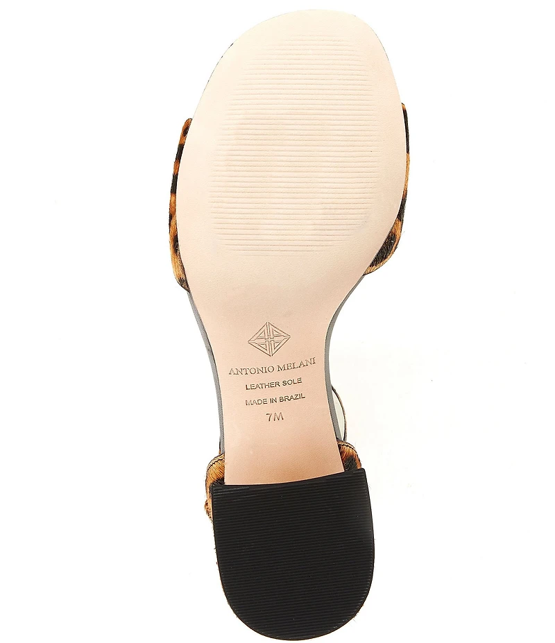 Antonio Melani Alice Leopard Print Haircalf Peep Toe Block Heel Sandals