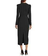Antonio Melani Alicia Tassel Crew Neckline Long Sleeve Midi Dress