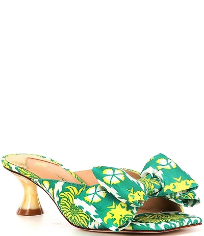 Antonio Melani Alora Royal Palm Print Bow Detail Slide Sandals