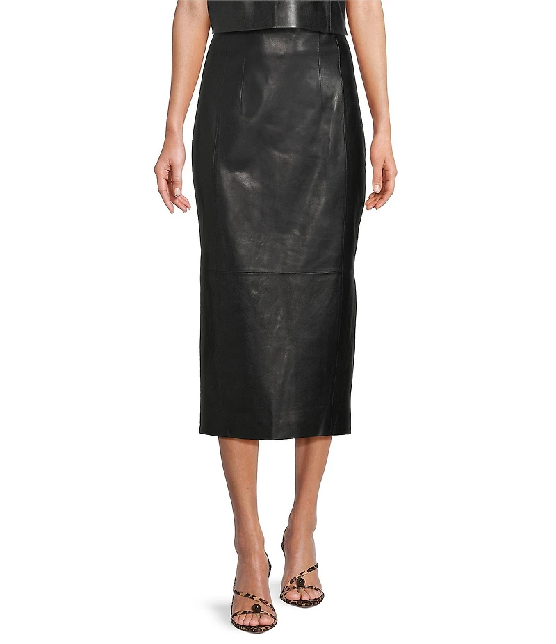 Antonio Melani Amelia Genuine Leather Midi Skirt