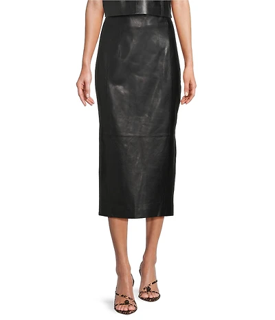 Antonio Melani Amelia Genuine Leather Midi Skirt