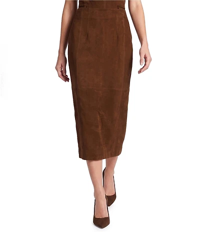 Antonio Melani Amelia Genuine Suede High Rise Flat Front Pencil Coordinating Maxi Skirt
