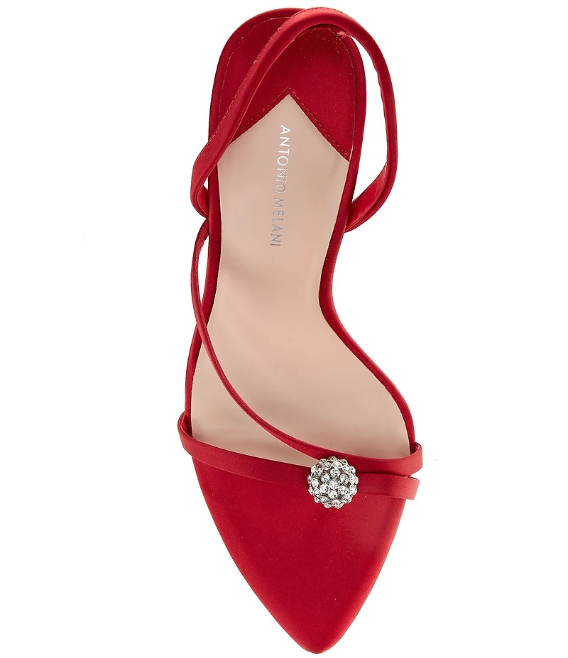 Antonio Melani Amestwo Satin Ornamented Toe Thong Dress Sandals