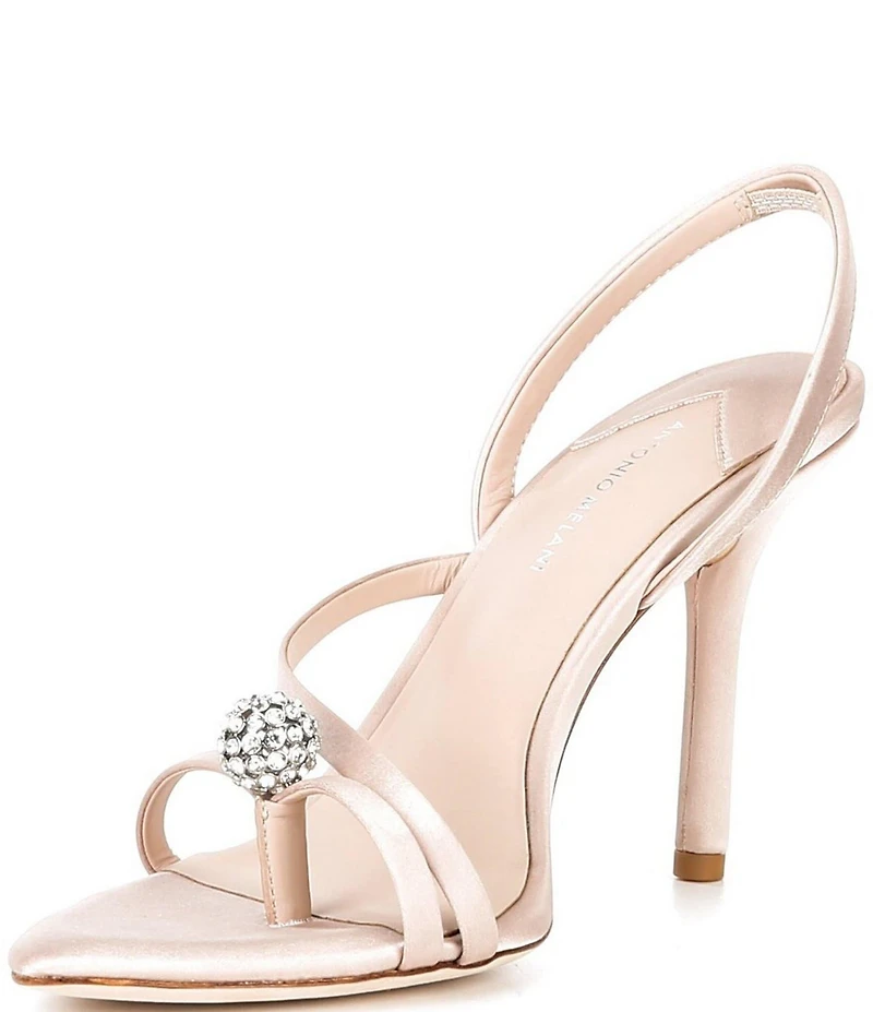 Antonio Melani Amestwo Satin Ornamented Toe Thong Dress Sandals