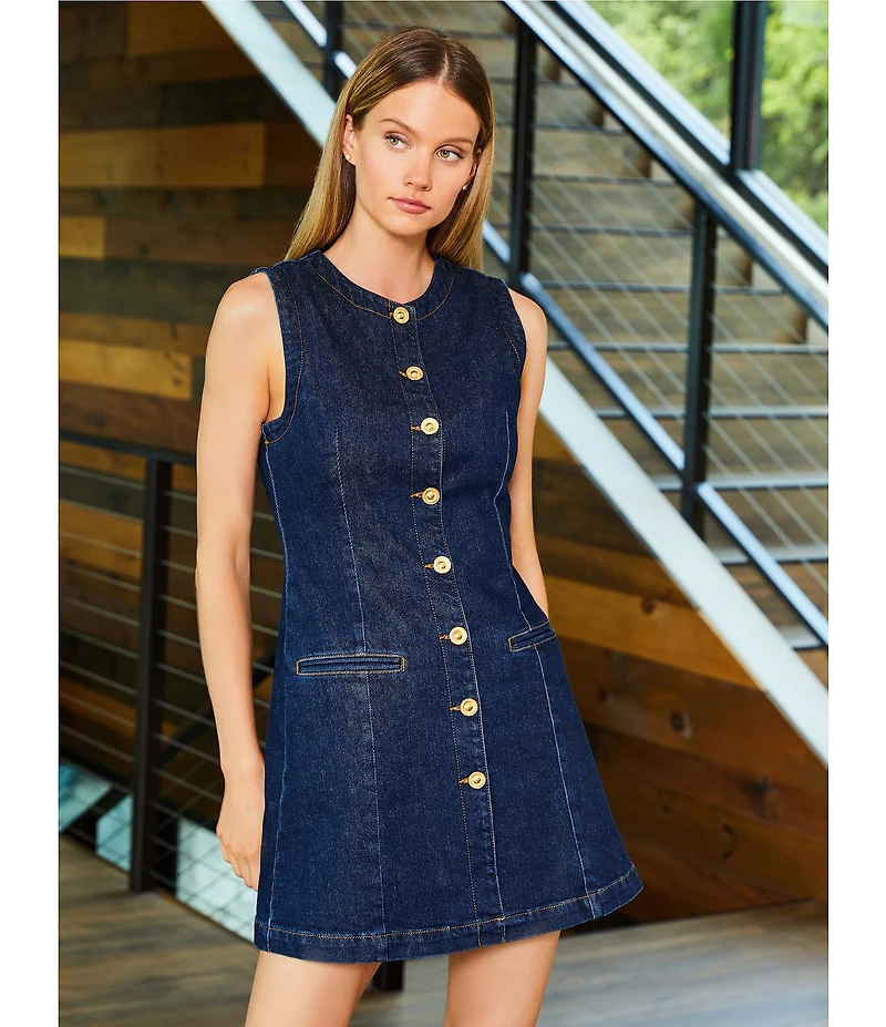 Antonio Melani Anaya Sleeveless Button Front Denim Dress