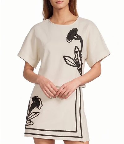 Antonio Melani Angelica Crew Neckline Short Sleeve Coordinating Blouse