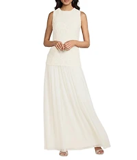 Antonio Melani Angelina Chiffon Crew Neck Sleeveless Drop Waist A-Line Maxi Dress
