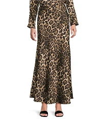 Antonio Melani Animal Printed Bella Satin Coordinating Maxi Skirt