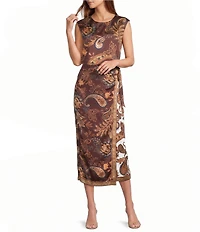 Antonio Melani Anna Faux Wrap Paisley Satin Skirt