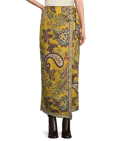 Antonio Melani Anna Printed Satin Twill Faux Wrap Skirt