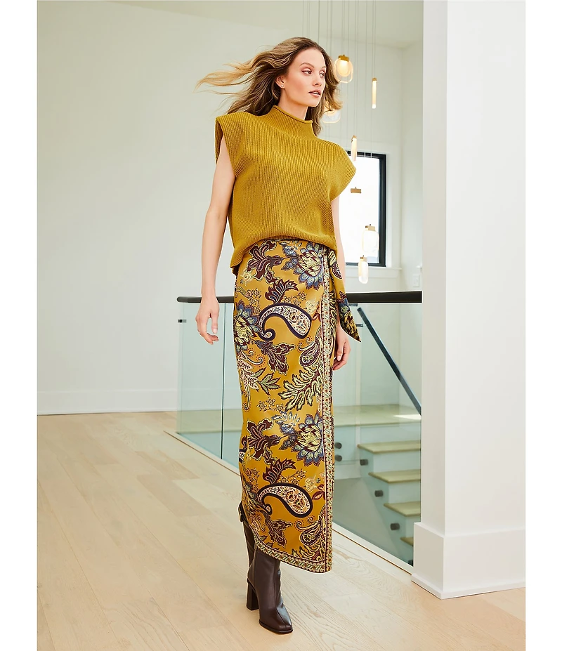 Antonio Melani Anna Printed Satin Twill Faux Wrap Skirt
