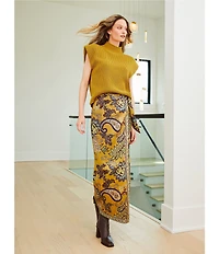 Antonio Melani Anna Printed Satin Twill Faux Wrap Skirt